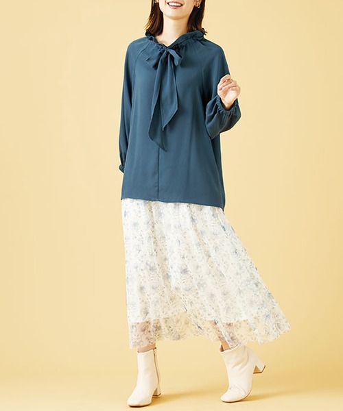 BELLUNA PLUS（ベルーナ）の「フリル衿ボウタイデザインブラウス（シャツ/ブラウス・レディース・ターコイズブルー/ライトイエロー/ブラック・MEDIUM/LARGE/X-LARGE）」の21枚目の写真