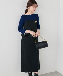 異素材ペプラムキャミワンピース