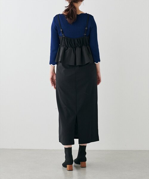 セットアップ 異素材 トップス ペプラム ベロア調 キャミ ワンピ 異素材ペプラムキャミワンピース | natural couture(ナチュラル