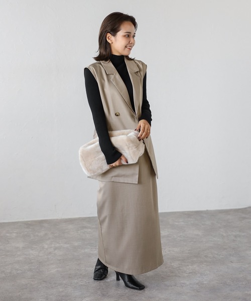 [SET]ダブルボタンジレ×バックゴムIラインスカート（ワンピース）｜Bonjour Sagan（ボンジュールサガン）