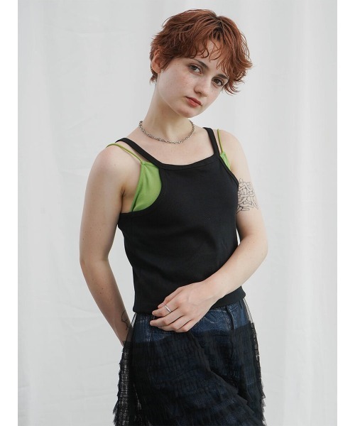 :ETHROF(イーサオブ)の「BICLOLOR LAYERED CAMISOLE(キャミソール・レディース・オフホワイト/ベージュ/ブラック・FREE)」の21枚目の写真