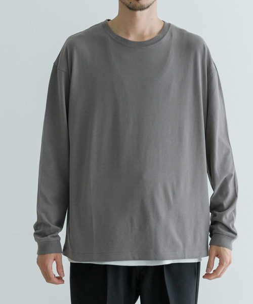 URBAN RESEARCH(アーバンリサーチ)の「カシミヤタッチロングスリーブ Tシャツ(Tシャツ/カットソー・メンズ・ネイビー/ブラック/グレー系その他/ホワイト・MEDIUM/LARGE)」の5枚目の写真