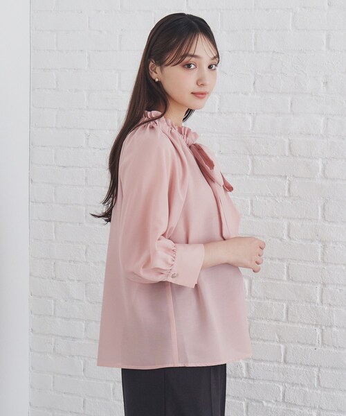 セール】フリルボウタイブラウス【洗濯機洗い可】（シャツ/ブラウス