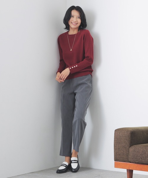 GLACIER lusso(グラシアルッソ)の「【抗菌防臭】テーパードパンツ(スラックス・レディース・チャコール/ネイビー/ベージュ/ブラック・S/M/L/LL)」の13枚目の写真