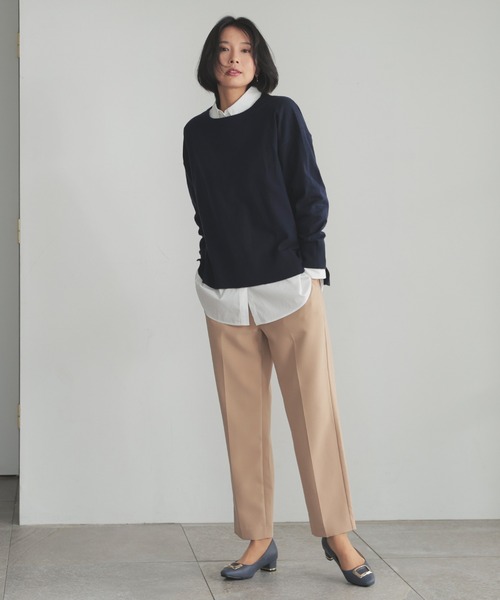 GLACIER lusso(グラシアルッソ)の「【抗菌防臭】テーパードパンツ(スラックス・レディース・チャコール/ネイビー/ベージュ/ブラック・S/M/L/LL)」の17枚目の写真