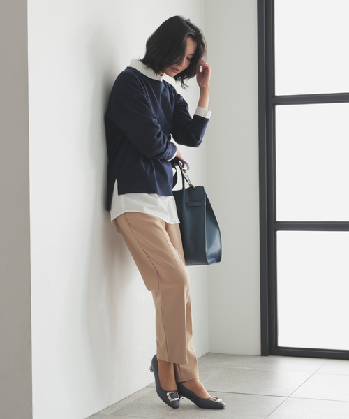 GLACIER lusso(グラシアルッソ)の「【抗菌防臭】テーパードパンツ(スラックス・レディース・チャコール/ネイビー/ベージュ/ブラック・S/M/L/LL)」の19枚目の写真