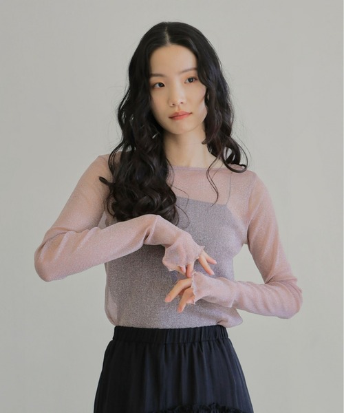 Olu.（オルドット）の「シアーラメトップス（Tシャツ/カットソー・レディース・ライトグレー/アイボリー/ピンク系その他・FREE）」の3枚目の写真