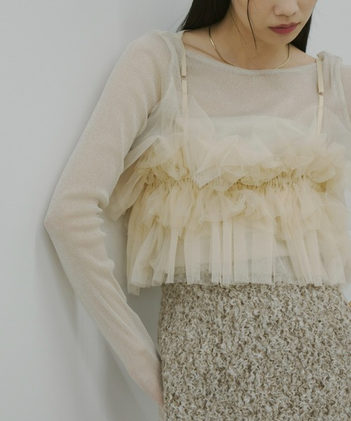 Olu.（オルドット）の「シアーラメトップス（Tシャツ/カットソー・レディース・ライトグレー/アイボリー/ピンク系その他・FREE）」の2枚目の写真