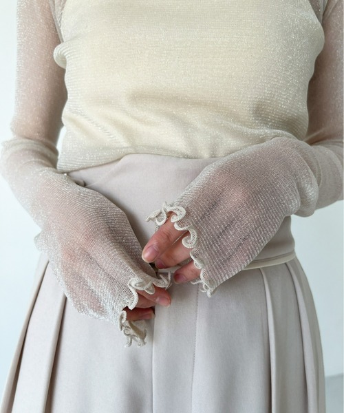 Olu.（オルドット）の「シアーラメトップス（Tシャツ/カットソー・レディース・ライトグレー/アイボリー/ピンク系その他・FREE）」の6枚目の写真