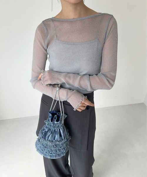 Olu.（オルドット）の「シアーラメトップス（Tシャツ/カットソー・レディース・ライトグレー/アイボリー/ピンク系その他・FREE）」の15枚目の写真