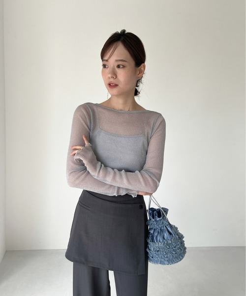 Olu.（オルドット）の「シアーラメトップス（Tシャツ/カットソー・レディース・ライトグレー/アイボリー/ピンク系その他・FREE）」の10枚目の写真