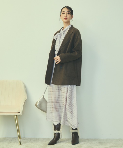 TITTY&CO.（ティティーアンドコー）の「ダブルブレストジャケット（テーラードジャケット・レディース・ベージュ/ホワイト/ブラウン・FREE）」の17枚目の写真