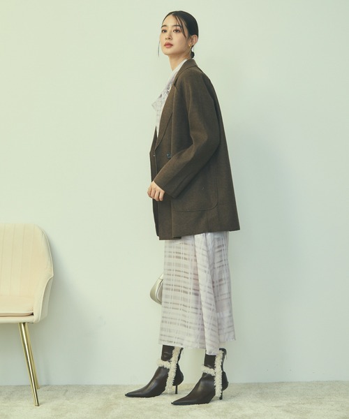 TITTY&CO.（ティティーアンドコー）の「ダブルブレストジャケット（テーラードジャケット・レディース・ベージュ/ホワイト/ブラウン・FREE）」の18枚目の写真