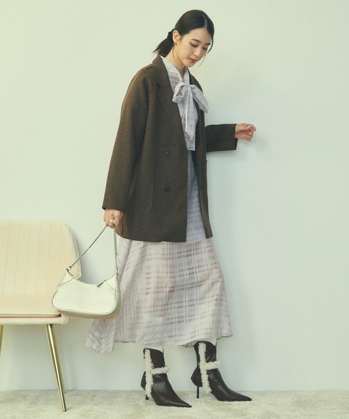 TITTY&CO.（ティティーアンドコー）の「ダブルブレストジャケット（テーラードジャケット・レディース・ベージュ/ホワイト/ブラウン・FREE）」の20枚目の写真