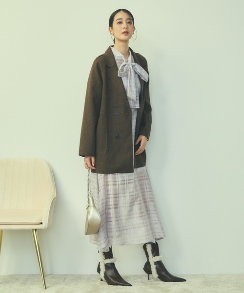 TITTY&CO.（ティティーアンドコー）の「ダブルブレストジャケット（テーラードジャケット・レディース・ベージュ/ホワイト/ブラウン・FREE）」の21枚目の写真