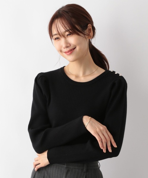 Yunᒼᑋªⁿ✿ページ セール】メルティ肩ボタンリブ/115949（ニット/セーター