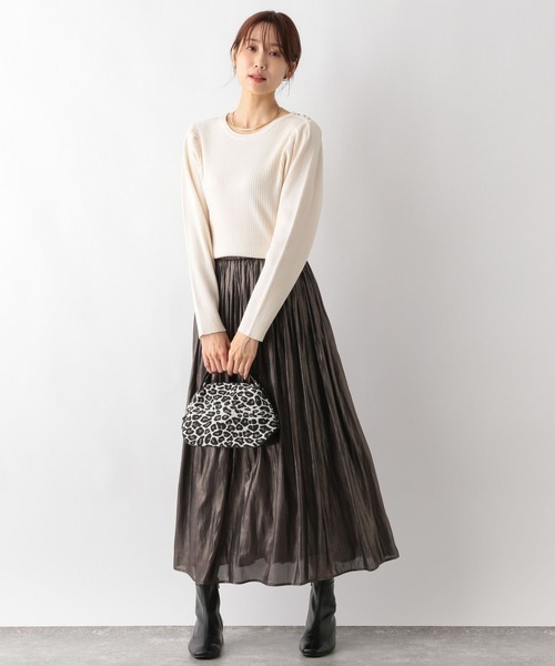 【 極美品 】 ベルルッティ　リブニット　セーター　長袖　肩ボタン　レザーパッチ 極美品 】 ベルルッティ リブニット セーター 長袖 肩ボタン レザー