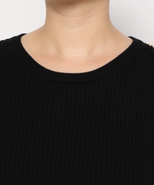 【 極美品 】 ベルルッティ　リブニット　セーター　長袖　肩ボタン　レザーパッチ 高レビュー/洗える/セットアップ可】 もちもちリブ切替 肩ボタンニット