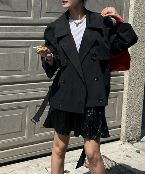 LYEON(リヨン)の「フェイクレザーティアードスカート(スカート・レディース・ブラウン/ブラック・FREE)」の11枚目の写真