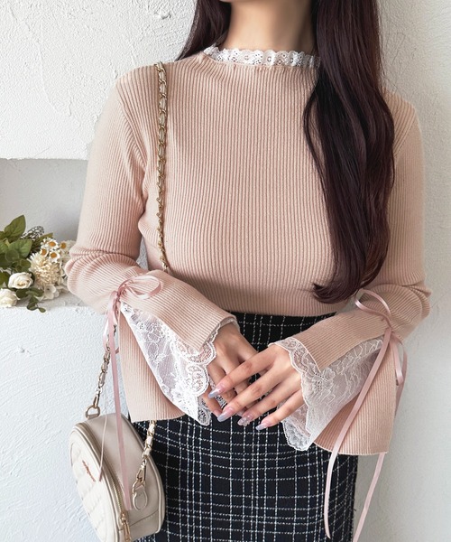 ◼ＡＮＡＹＩ◼ 今季春物 袖レースニット ニット|トップス|NEW ARRIVAL|ANAYI OFFICIAL ONLINE STORE｜アナイ