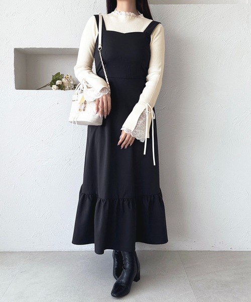 apres jour(アプレジュール)の「袖スリットレースニット【ZOZOTOWN限定アイテム】(ニット/セーター・レディース・グレー/ブラック/ピンク/オフホワイト・フリー/X-LARGE)」の10枚目の写真