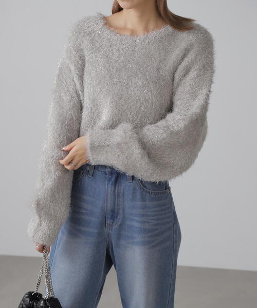 FREE'S MART（フリーズマート）の「◆ラメフェザープルオーバー（ニット/セーター・レディース・グレー/ピンク/ホワイト/ブラック・FREE）」の4枚目の写真