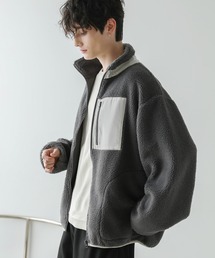 フリースボアウォッシャブルスタンドネックブルゾン
