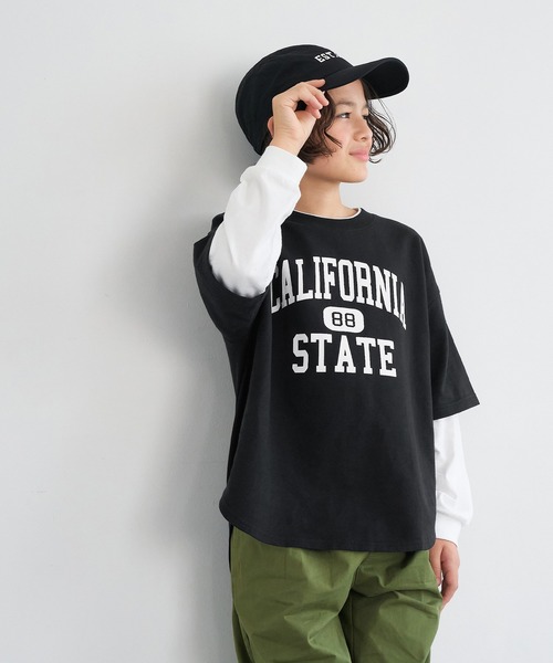 キッズ レイヤード風プリントロンT（Tシャツ/カットソー）｜coca