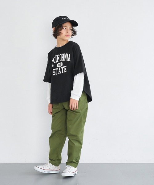 キッズ レイヤード風プリントロンT（Tシャツ/カットソー）｜coca
