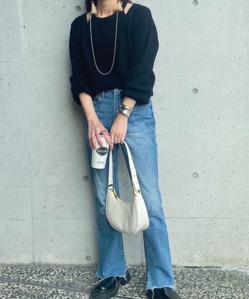 ISOOK（アイスー）の「深Vネックレイヤードニット(kiharu select) / セット販売 2ピース アメリカンスリーブ レイヤードニット（ニット/セーター・レディース・ブラック/ブラウン・FREE）」の7枚目の写真