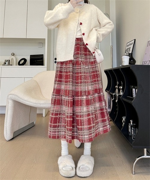 Ritzy(リッツィー)の「Aライン チェックスカート(スカート・レディース・ネイビー/レッド/ブラウン/ブルー・M/L/XL)」の10枚目の写真
