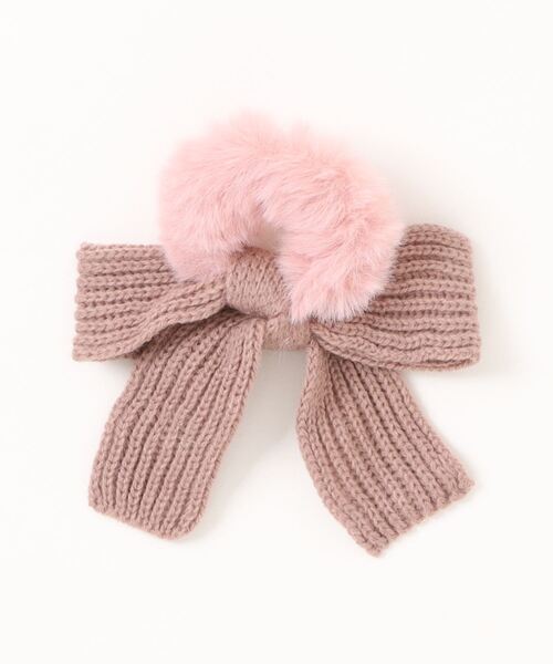 VIBGYOR Women（ヴィブジョー　ウィメン）の「【urge select】ニットリボン×ファーシュシュ（シュシュ・レディース・ブラウン/ブルー/カーキ/アイボリー/ダークブラウン/ピンク・FREE）」の16枚目の写真