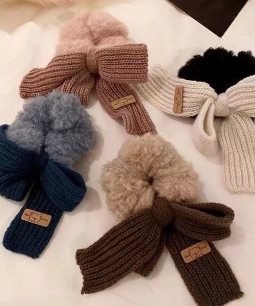 VIBGYOR Women（ヴィブジョー　ウィメン）の「【urge select】ニットリボン×ファーシュシュ（シュシュ・レディース・ブラウン/ブルー/カーキ/アイボリー/ダークブラウン/ピンク・FREE）」の9枚目の写真