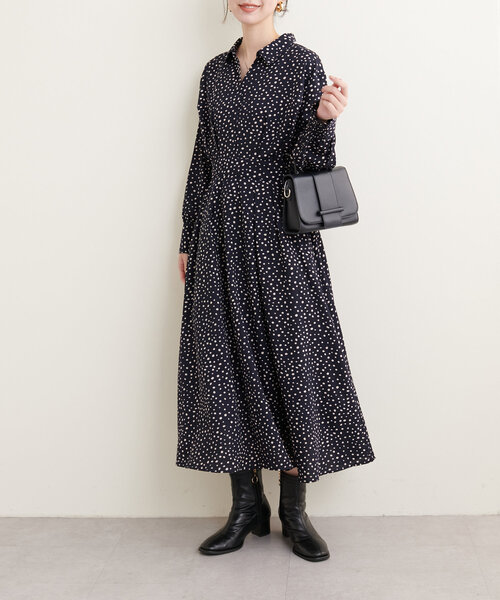 natural couture(ナチュラルクチュール)の「スキッパー衿ワンピース(ワンピース・レディース・ライトベージュ/ブラック/ブルー/チャコールグレー/ピンク/その他1・FREE)」の9枚目の写真