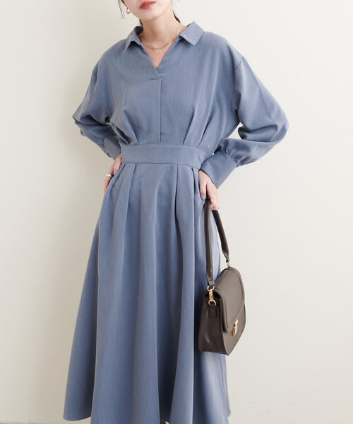 natural couture(ナチュラルクチュール)の「スキッパー衿ワンピース(ワンピース・レディース・ライトベージュ/ブラック/ブルー/チャコールグレー/ピンク/その他1・FREE)」の17枚目の写真