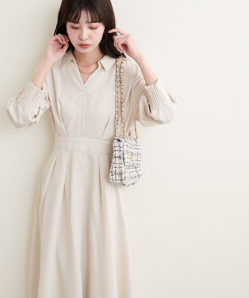 natural couture(ナチュラルクチュール)の「スキッパー衿ワンピース(ワンピース・レディース・ライトベージュ/ブラック/ブルー/チャコールグレー/ピンク/その他1・FREE)」の18枚目の写真