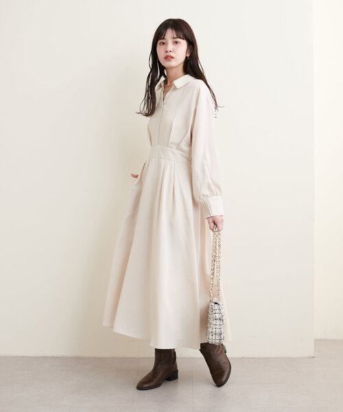 natural couture(ナチュラルクチュール)の「スキッパー衿ワンピース(ワンピース・レディース・ライトベージュ/ブラック/ブルー/チャコールグレー/ピンク/その他1・FREE)」の20枚目の写真
