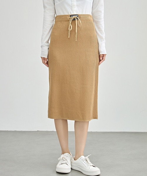 ハイウエスト Iライン ミディ ニット スカート（スカート）｜Lace