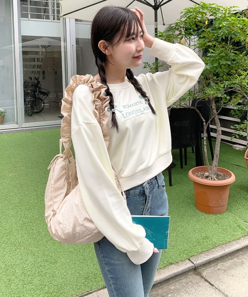 Teem Store(チームストア)の「リボンロゴ刺繍 裏毛スウェットプルオーバー(スウェット・レディース・ホワイト/ブラック/グレー・F)」の6枚目の写真