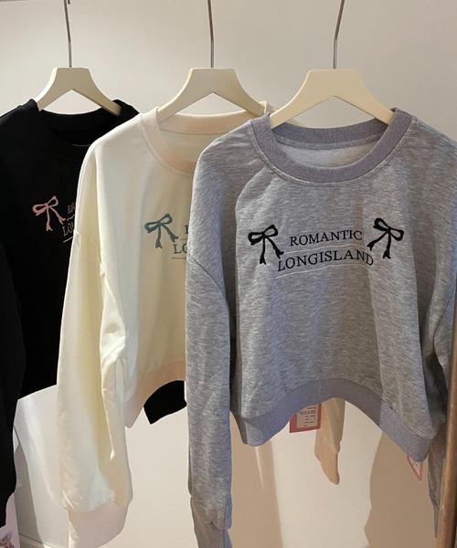 Teem Store(チームストア)の「リボンロゴ刺繍 裏毛スウェットプルオーバー(スウェット・レディース・ホワイト/ブラック/グレー・F)」の19枚目の写真