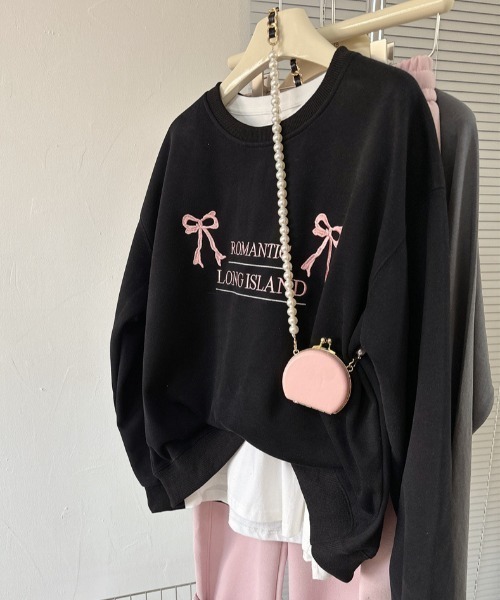Teem Store(チームストア)の「リボンロゴ刺繍 裏毛スウェットプルオーバー(スウェット・レディース・ホワイト/ブラック/グレー・F)」の17枚目の写真