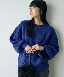 coen（コーエン）の「起毛アゼ編みクルーネックチュニックニット（ニット/セーター）」