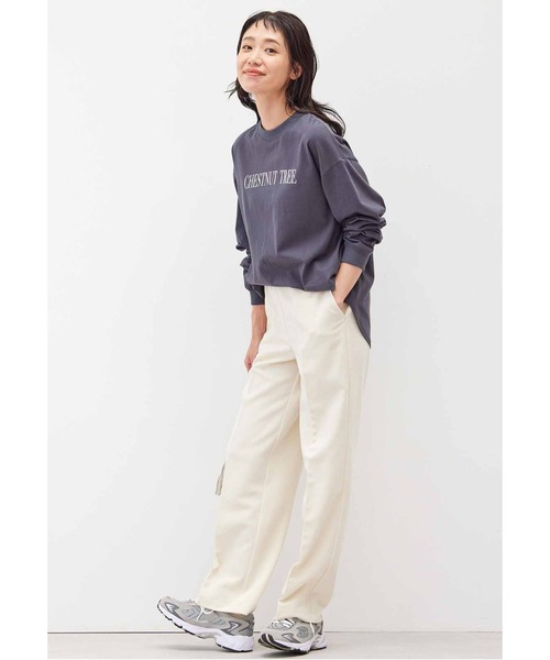 Live in comfort（リブインコンフォート）の「リブ　イン　コンフォート　地中海育ちのトルコオーガニックコットンロングＴシャツ（Tシャツ/カットソー・レディース・カーキ/チャコールグレー/ホワイト・M/L/LL/3L/S/4L）」の5枚目の写真