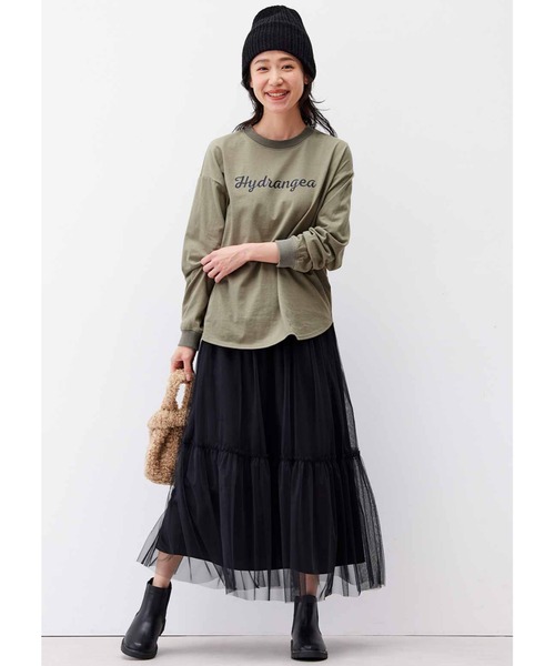 Live in comfort（リブインコンフォート）の「リブ　イン　コンフォート　地中海育ちのトルコオーガニックコットンロングＴシャツ（Tシャツ/カットソー・レディース・カーキ/チャコールグレー/ホワイト・M/L/LL/3L/S/4L）」の9枚目の写真