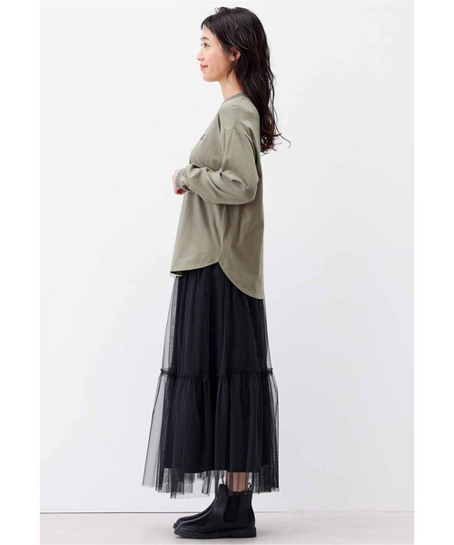 Live in comfort（リブインコンフォート）の「リブ　イン　コンフォート　地中海育ちのトルコオーガニックコットンロングＴシャツ（Tシャツ/カットソー・レディース・カーキ/チャコールグレー/ホワイト・M/L/LL/3L/S/4L）」の11枚目の写真