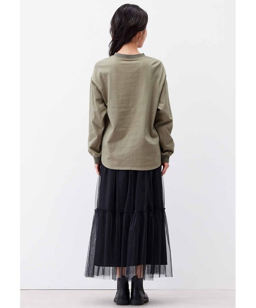 Live in comfort（リブインコンフォート）の「リブ　イン　コンフォート　地中海育ちのトルコオーガニックコットンロングＴシャツ（Tシャツ/カットソー・レディース・カーキ/チャコールグレー/ホワイト・M/L/LL/3L/S/4L）」の12枚目の写真