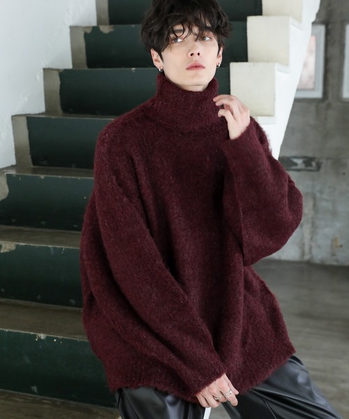 ビッグシルエットシャギーウールニット クルー/タートルネック（ニット