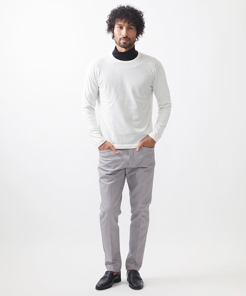 MICHEL KLEIN HOMME (ミッシェルクランオム)の「ハイゲージクルーネック長袖ニット(ニット/セーター・メンズ・ホワイト/ブラック・MEDIUM/LARGE/X-LARGE)」の5枚目の写真
