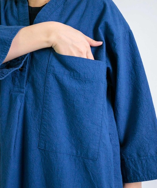 D.M.G.（ドミンゴ）の「[D.M.G / ディーエムジー] 20sシーチングハンドワッシャー BIGポケットワンピース（ワンピース・レディース・スミクロ/ダークブルー・FREE）」の9枚目の写真