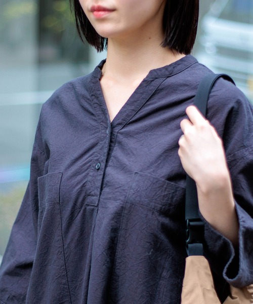 D.M.G.（ドミンゴ）の「[D.M.G / ディーエムジー] 20sシーチングハンドワッシャー BIGポケットワンピース（ワンピース・レディース・スミクロ/ダークブルー・FREE）」の16枚目の写真